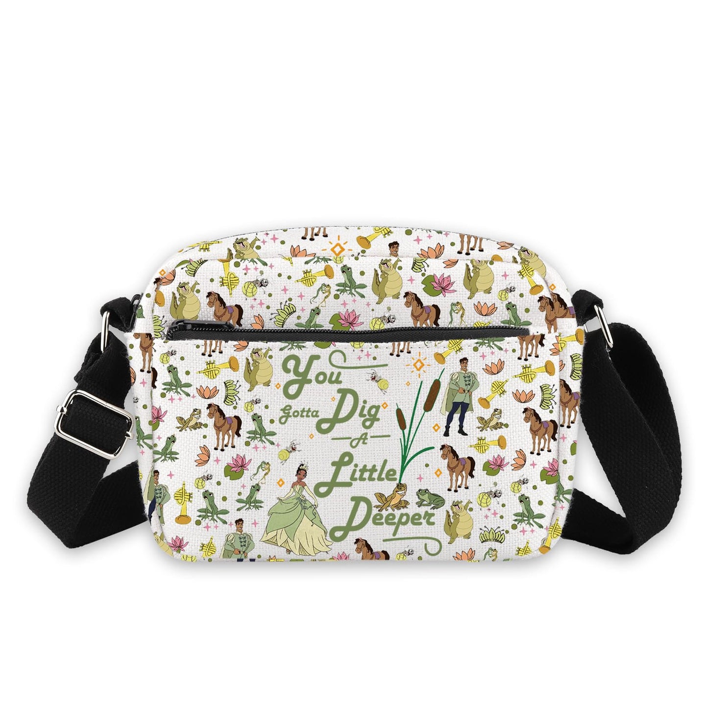 TGBJE Princess Inspired Crossbody Bag Frog Princess Gift You Gotta Dig A Little Deeper Messenger Bag Cartoon Movie Gift (Deeper Big CB)