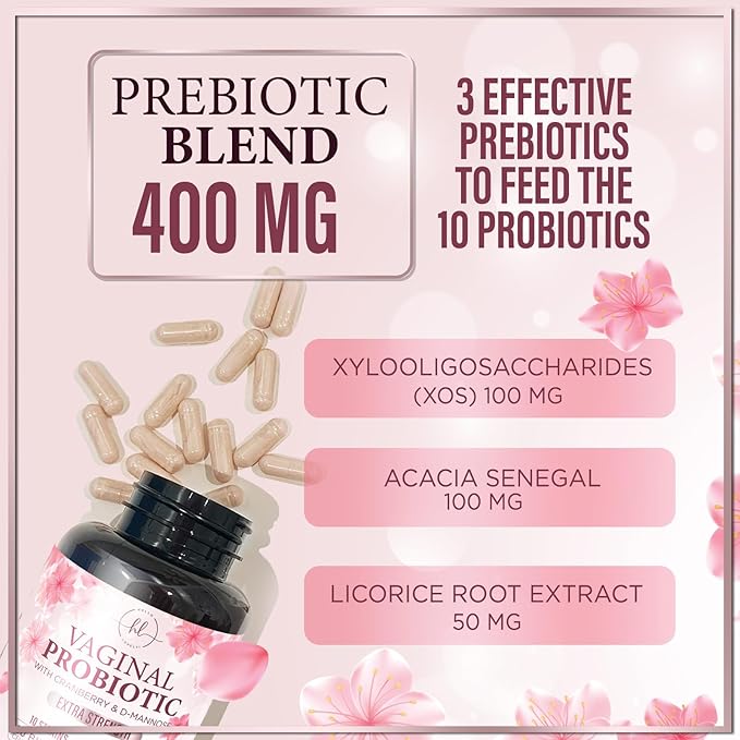 Vaginal Probiotics for Women - Vaginal PH Flora Feminine Health Balance Support - 50 Billion CFU Per Capsule, Odor Digestive Immune Support - Womens Probiotics Supplement with Cranberry - 60 Capsules