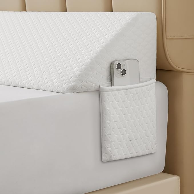 King Bed Wedge Pillow for Headboard, Bed Gap Filler, Mattress Gap Filler King, Fill The Gap (0-7") Between Headboard and Mattress (White, 76"x10"x6")
