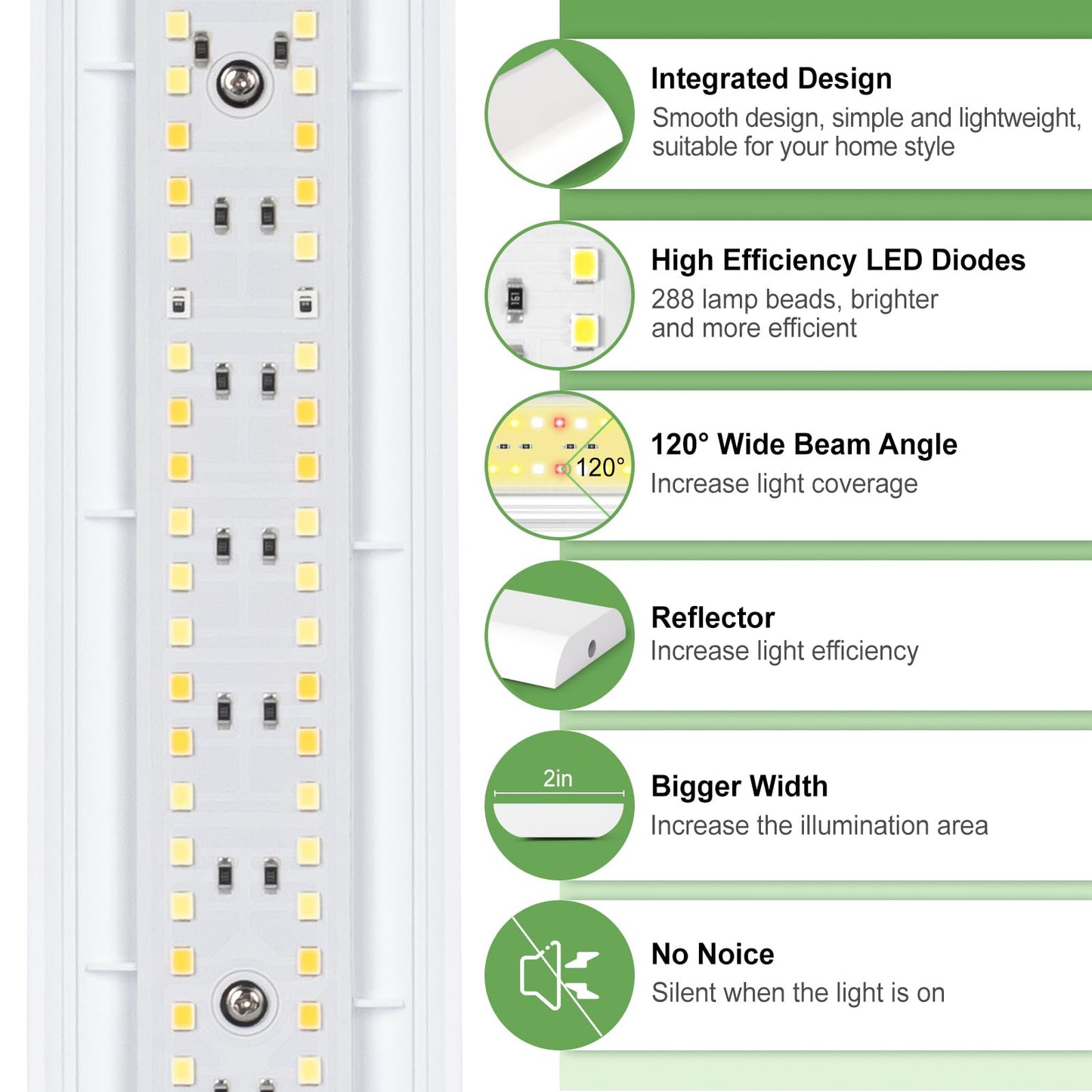 FOXGARDEN Grow Light Strip, Full Spectrum 288 LED, Auto Timer, 3 Modes, 10 Dimmable Brightness, Tri Heads, White Plastic, Model 30301