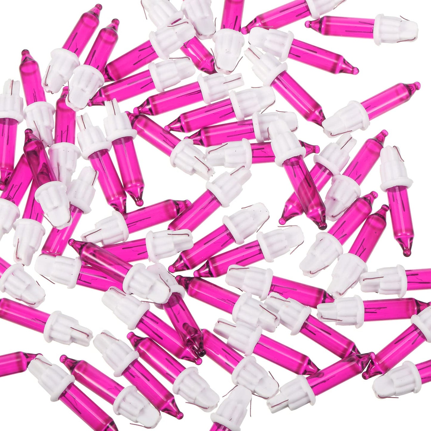 Mudder 100 Pieces 2.5V Replacement Christmas Tree Light Bulbs Mini Incandescent Wire String Lights Replacement Bulbs For Halloween  Xmas Tree Decoration  Holiday(White Base With Pink Bulb)