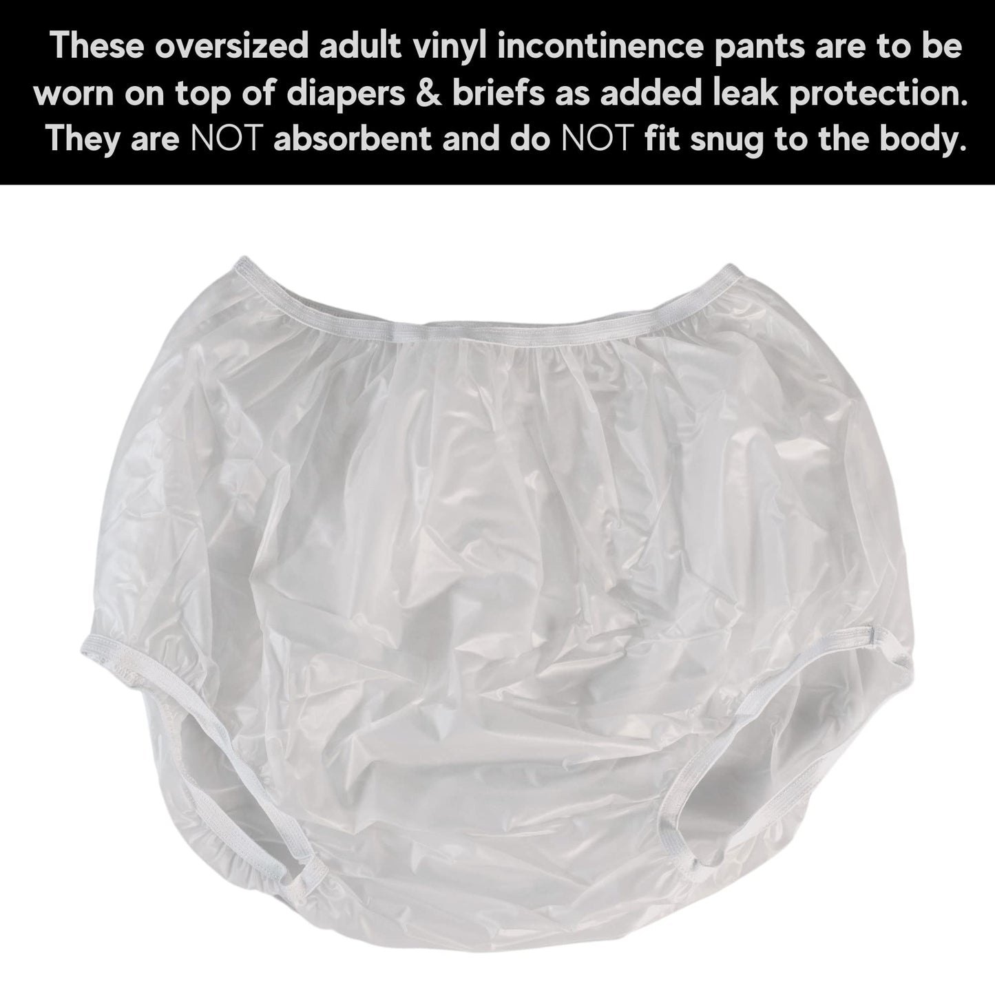 Adult Vinyl Waterproof Pull-On-Cover Incontinence Pants (This is not a Diaper) Extra Oversized Waterproof Underwear Protection to GO ON TOP of/Together with Diapers & Briefs as a Added Leak Resistance