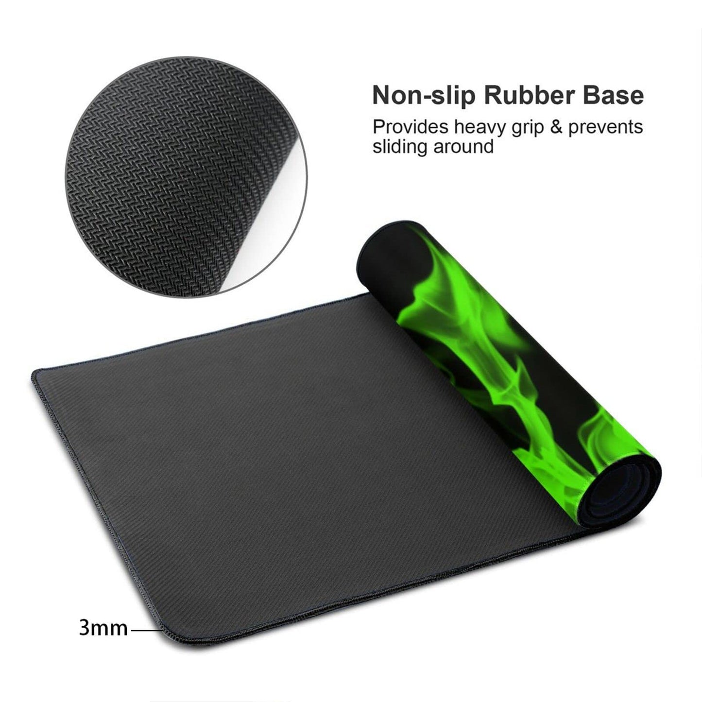 Green and Black Abstract Fire Mouse Pad Gaming XL Large Mousepad Desk Mat Long Extended Big Keyboard Pads Table Accessories for Gaming and Office Pc Laptop Computer 31.5 X 11.8 Inch