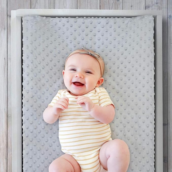 The Peanutshell Baby Girl or Boy Changing Pad Covers Set of 2 - Ultra Soft, Plush Baby Cover - Fits Standard Changing Table Pads, Durable, Machine Washable Sheets - Grey & White Minky