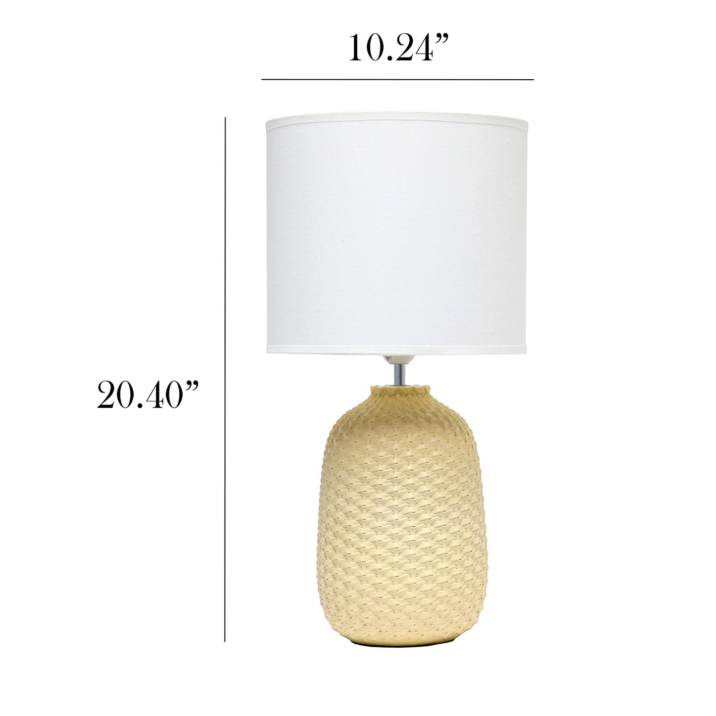 Simple Designs LT1135-YLW Ceramic Bedside Table Desk Lamp 20.4in Tall Yellow with White Fabric Drum Shade