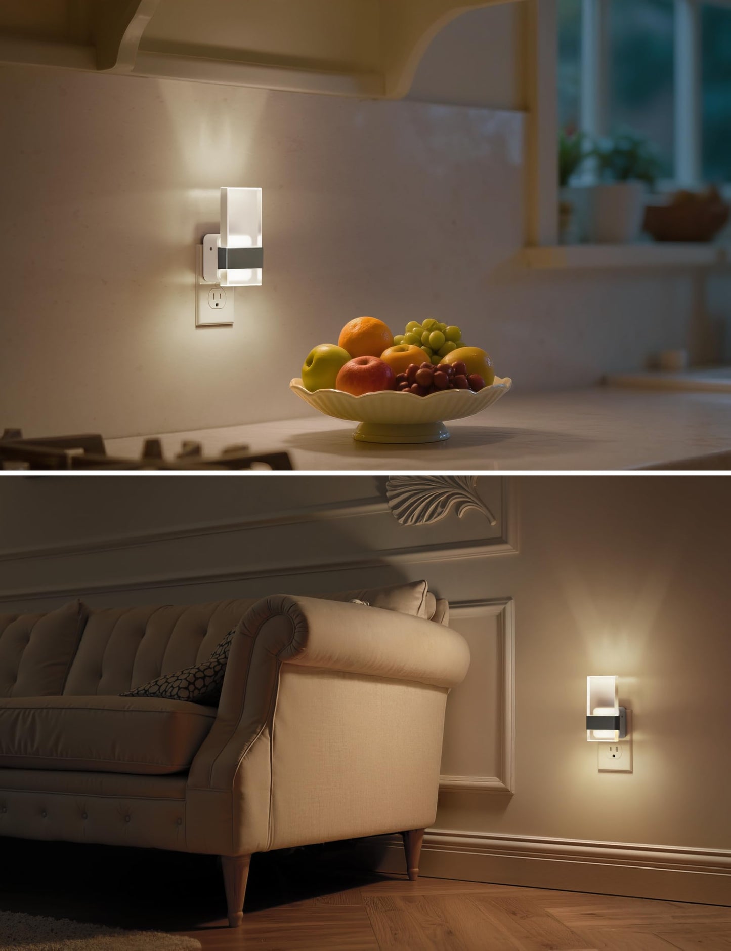L Lohas Led Night Light  Night Lights Plug Into Wall  Decorative Nightlight With Light Sensor  0-100Lm Dimmable Nightlights  Daylight Wall Sconce-Style Acrylic Nitelight For Bathroom  Hallway Gift