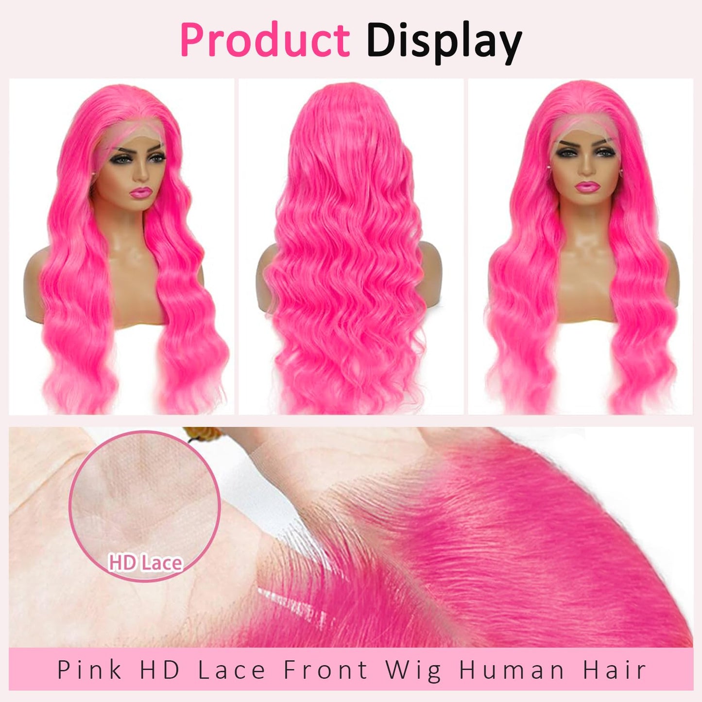28 Inch Pink Wig Human Hair 13x4 Body Wave HD Lace Front Wigs Human Hair Human Hair Lace Front Wigs Pre Plucked 200 Density Colo