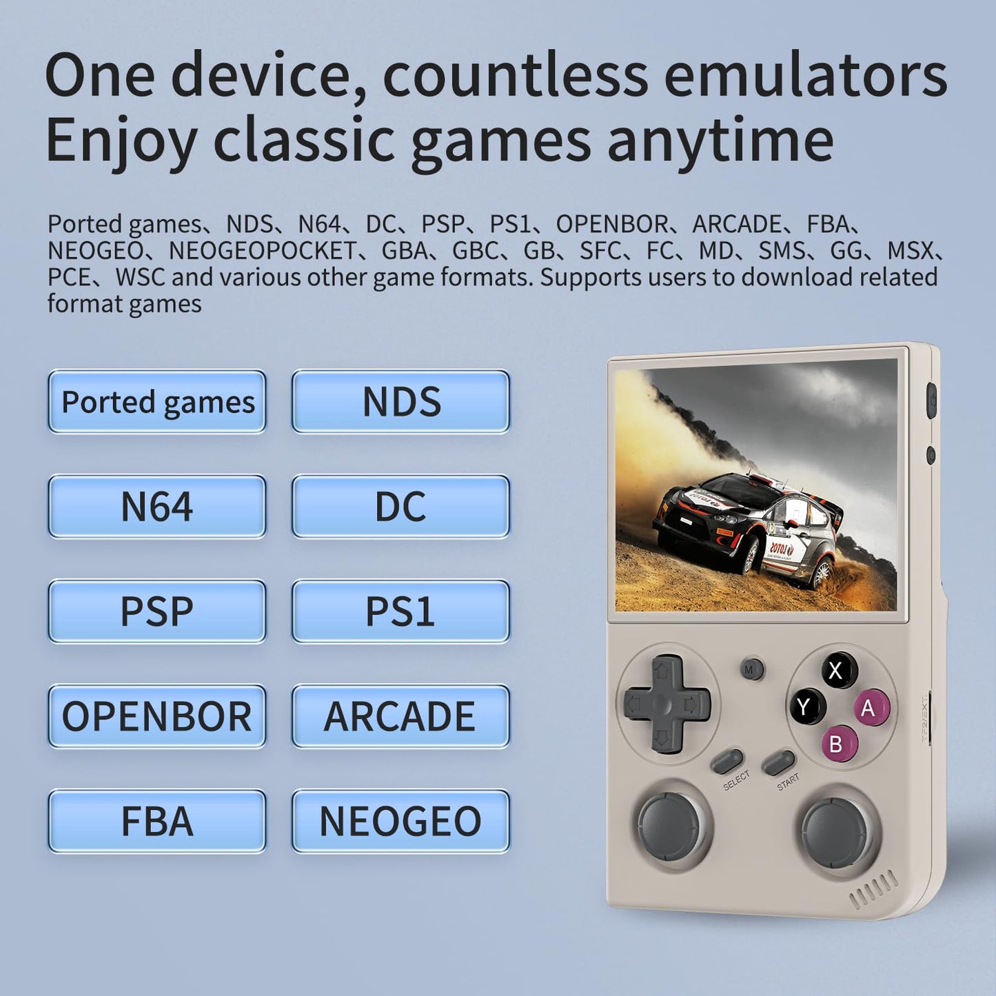 G350 Retro Handheld Game Console , Preload 4371 Games 3.5 Inch IPS Screen 3200 mAh Battery Linux System Portable Video Games Console Support Controller and Earphone (Gray)