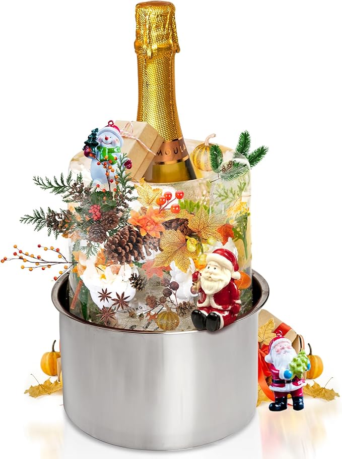 Ice Bucket Mold,Ice Mold Wine Bottle Chiller,Champagne Bucket Ice Mold, Flower/Fruits/Any Decoration to DIY Your Champagne...