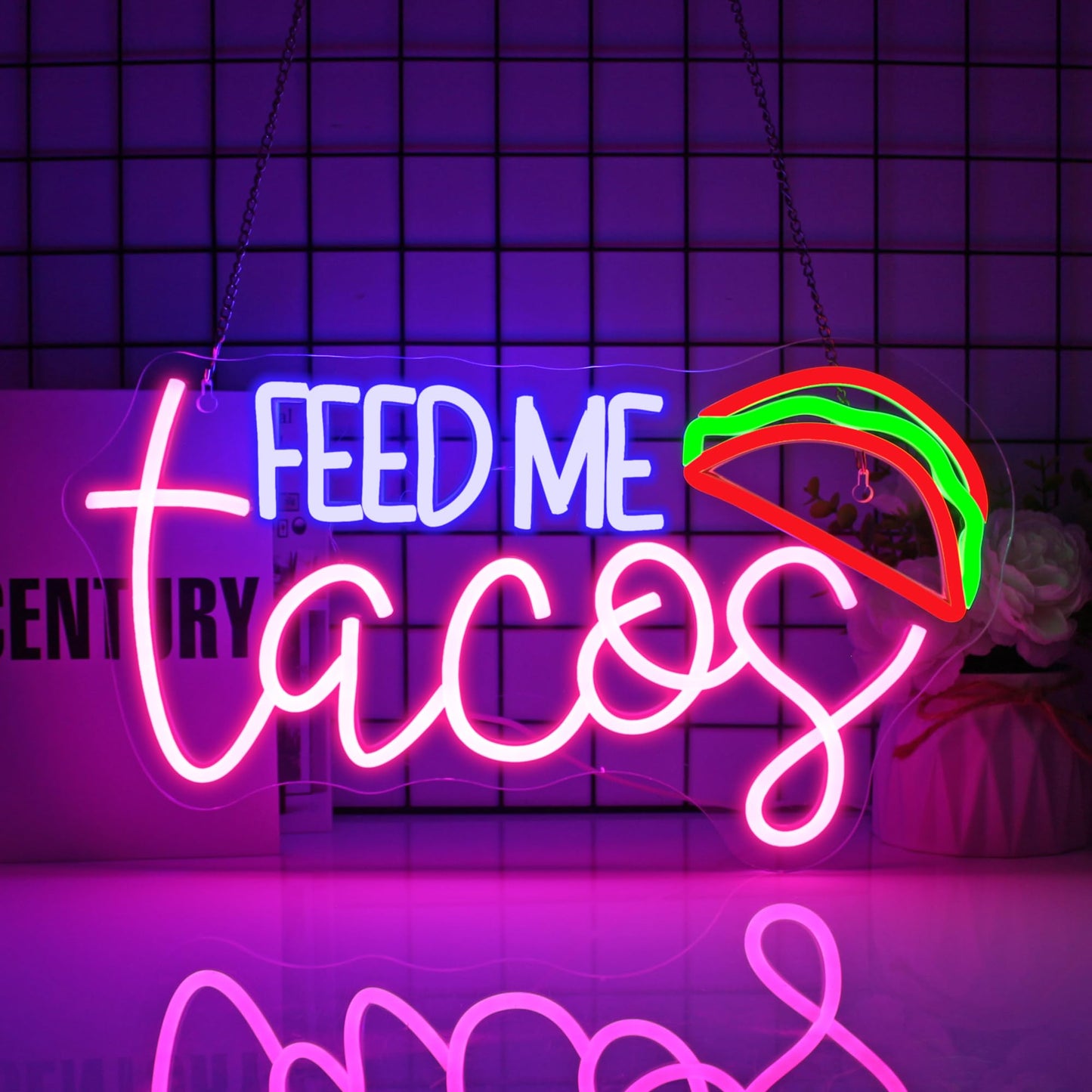 Ebdobgbs Feed Me Tacos Neon Sign Led Neon Lights Neon Signs for Wall Decor Light Up Sign for Birthday Party Club Gift