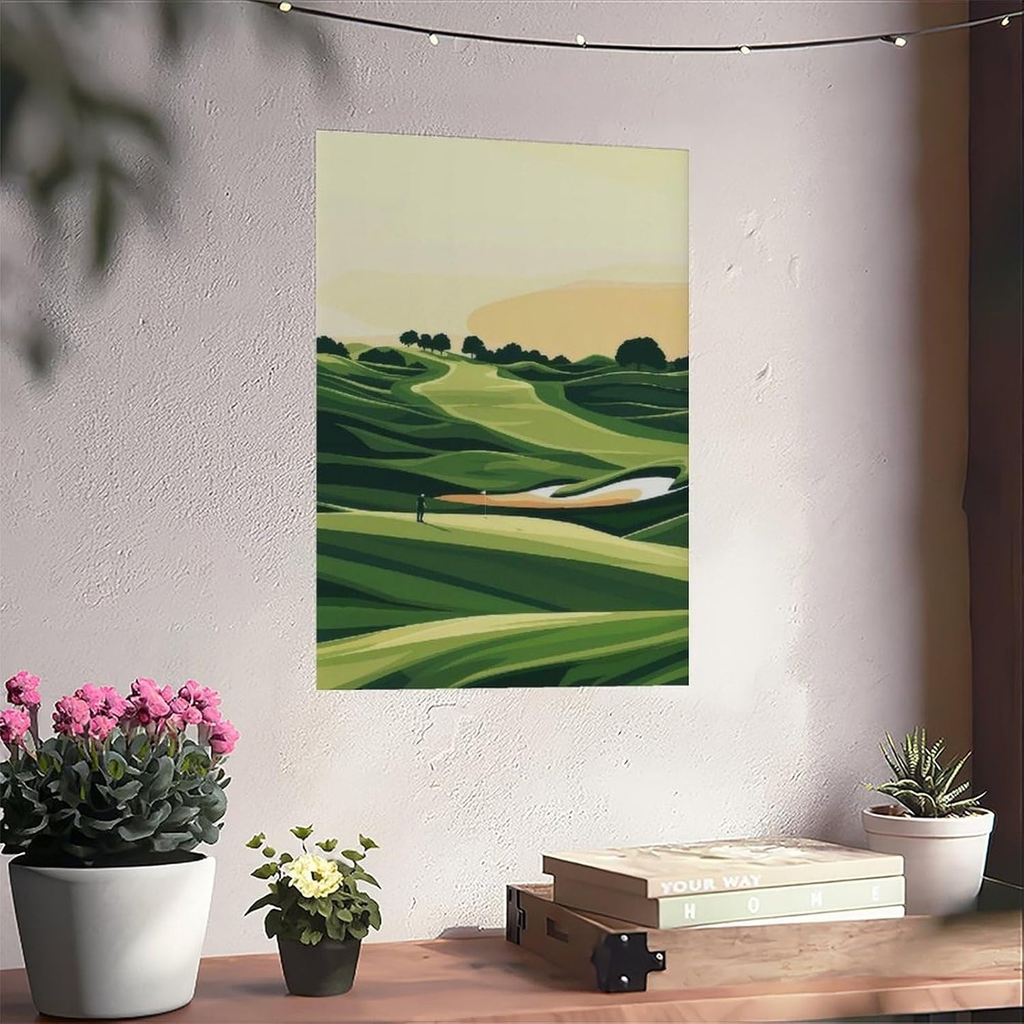 9W Golf Course Poster Green Scenery Decoration Wall Art for Office Living Room Unframe-style 24x36inch(60x90cm)