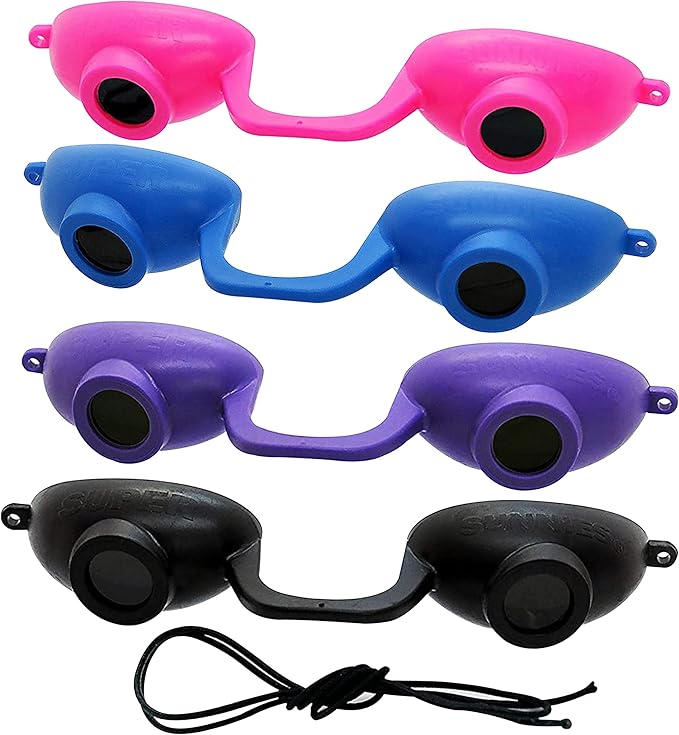 Super Sunnies EVO FLEX Flexible Tanning Bed Goggles Red Light Therapy Eye Protection UV Glasses, FDA Compliant - 4 Pack