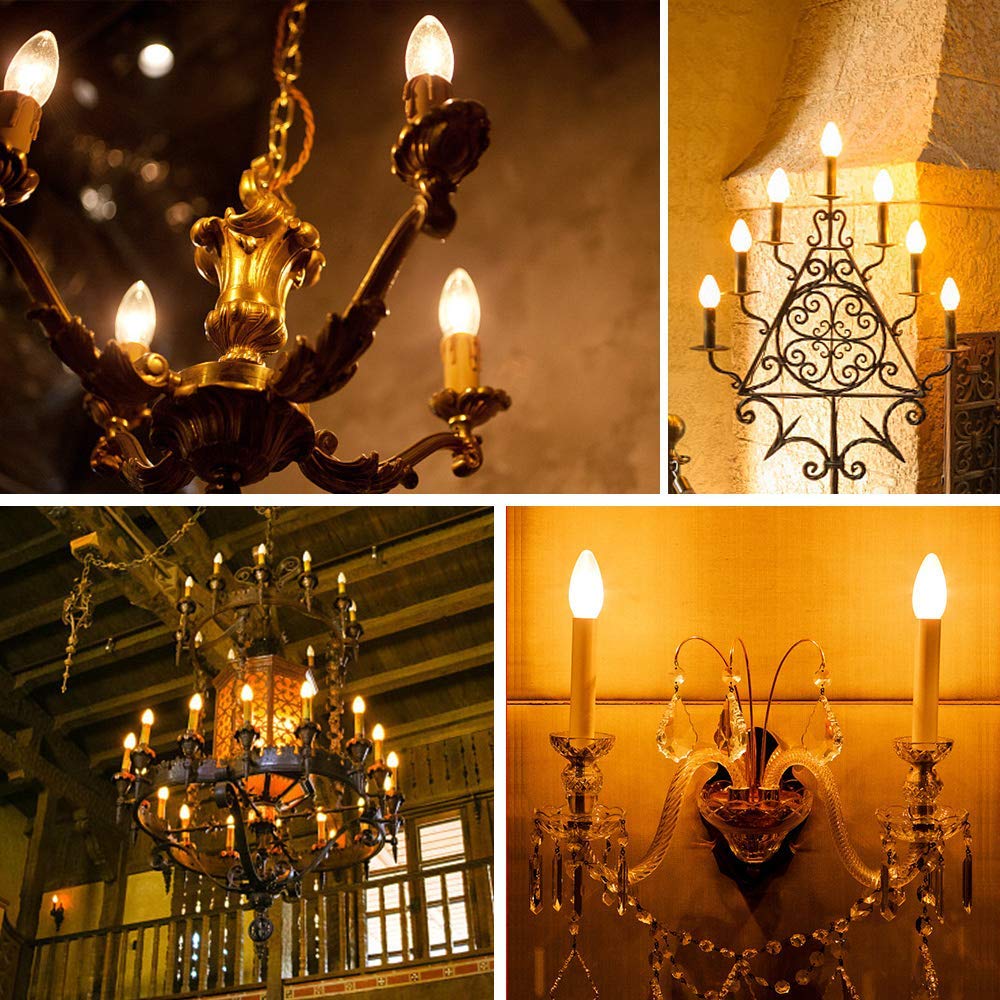 Energetic Smarter Lighting B11 E12 Candelabra Led Bulbs 60 Watt Equivalent  Dimmable Led Chandelier Light Bulbs  Soft White 2700K  550Lm  Decorative Candle Base Filament Bulb For Ceiling Fan  24Pack
