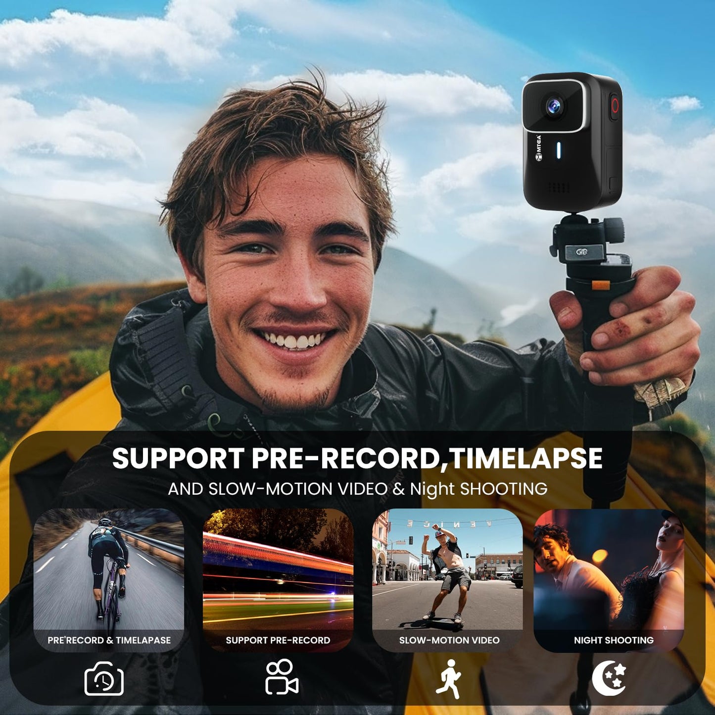 asika 4K Ultra HD Action Camera with Touch Screen-Waterproof Sports Camera,6-Axis Gyro Stabilization,145° Wide-Angle,Loop Recording for Vlogging,Cycling,Motorcycle(Supports Time-Lapse/Pre-Record)