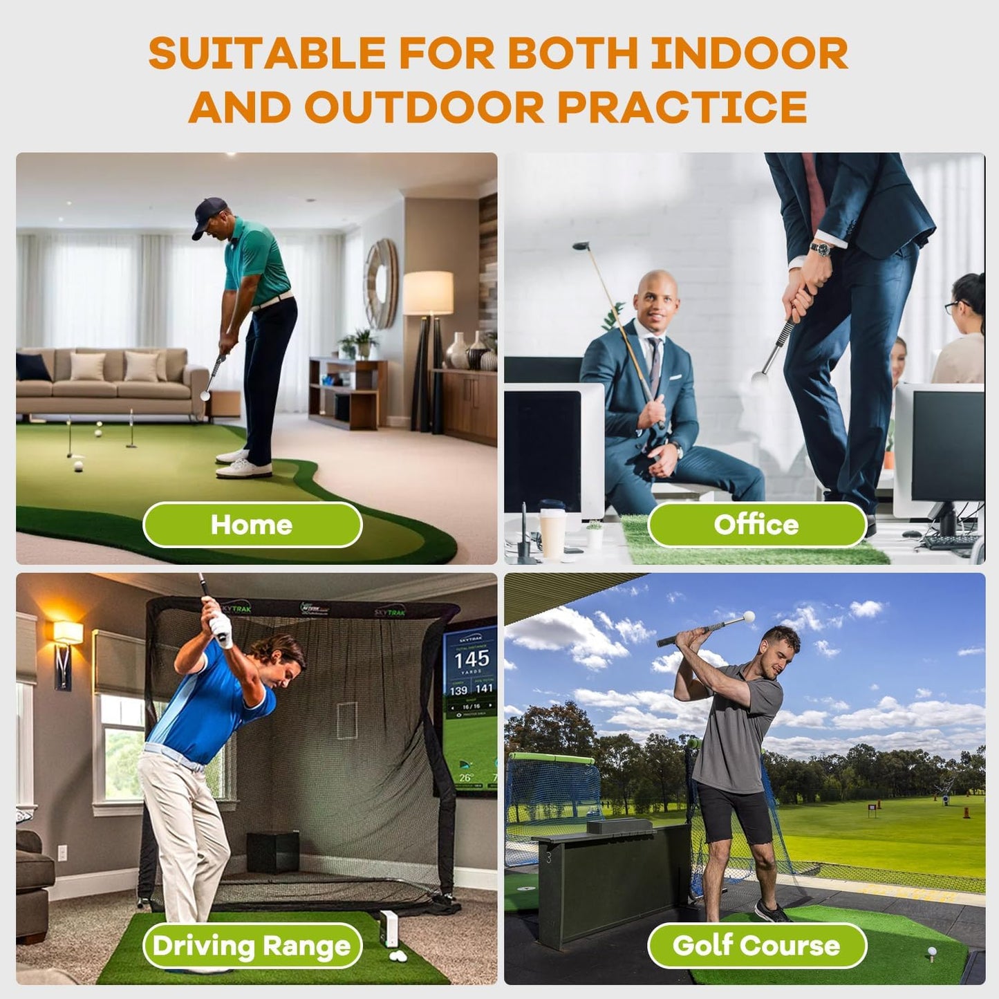 Retractable Golf Swing Trainer,Warm-Up Golf Training Aid,Golf Grip Trainer,Right-Handed Strength & Tempo Training for Chipping Hitting,Golf Accessories for Men