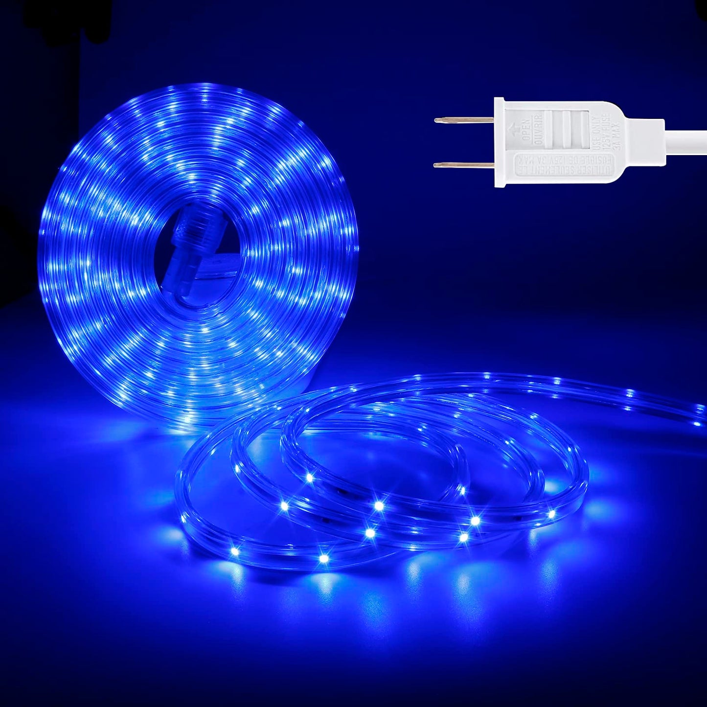 Areful LED Rope Lights - 16.4ft Blue Flexible Strip Light, Waterproof, Connectable for Home Christmas Garden Party Decoration