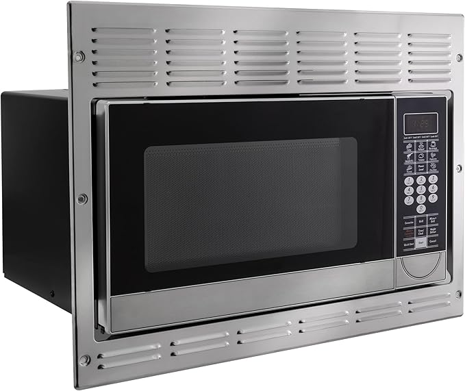 Tough Grade RV Convection Microwave | Built-In 1.1 Cu. Ft. Oven | 10 Power Levels, Speedy Cook, Multi-Stage Cooking | Stainless Steel | Direct Replacement for Greystone | 120V Built-In Design