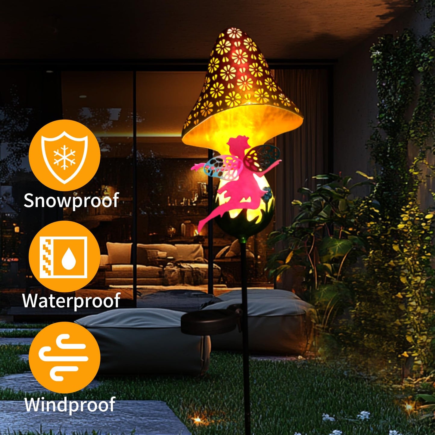 ZKLiLi Solar Mushroom Fairy Lights, Warm LED Garden Decorations, 14.5x14.5x20.5 cm, Colourful, Model ZKLILI-01