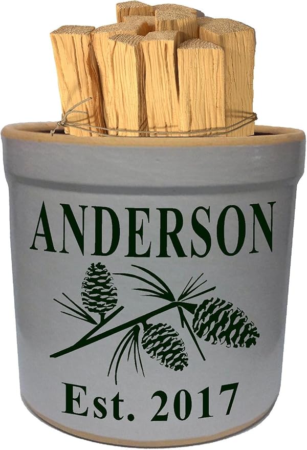2 Gallon Personalized Stoneware Crock - Pinecone