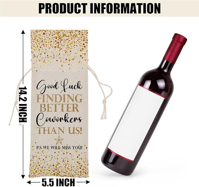 Going Away Gifts Congratulations Gifts for Women Wine Bag Leaving Job Gifts Farewell Gifts for Coworkers Men Lady Teacher Doctor Friend Him Her Bestie Wine Bags