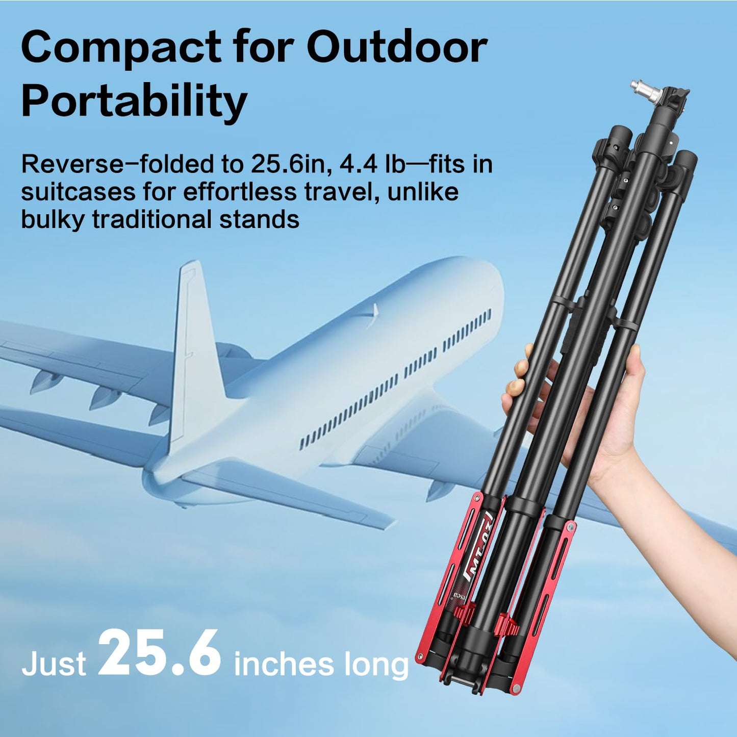 FreeSea Light Stand Photography - 1.4in Oversized Tubes Heavy Duty Stand, Aluminum Alloy Construction, 106in Tall Tripod with Flip-Lock & Gas Spring, Holds Softboxes/Ring Lights up to 8KG