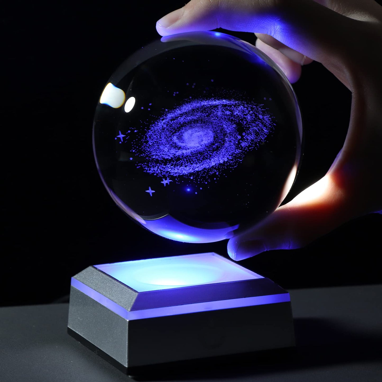 Qianwei 3D Galaxy Crystal Ball with Colorful LED Base, Clear Glass Sphere, Model 5809b1aa7e0f8f34fcab0c89acda1