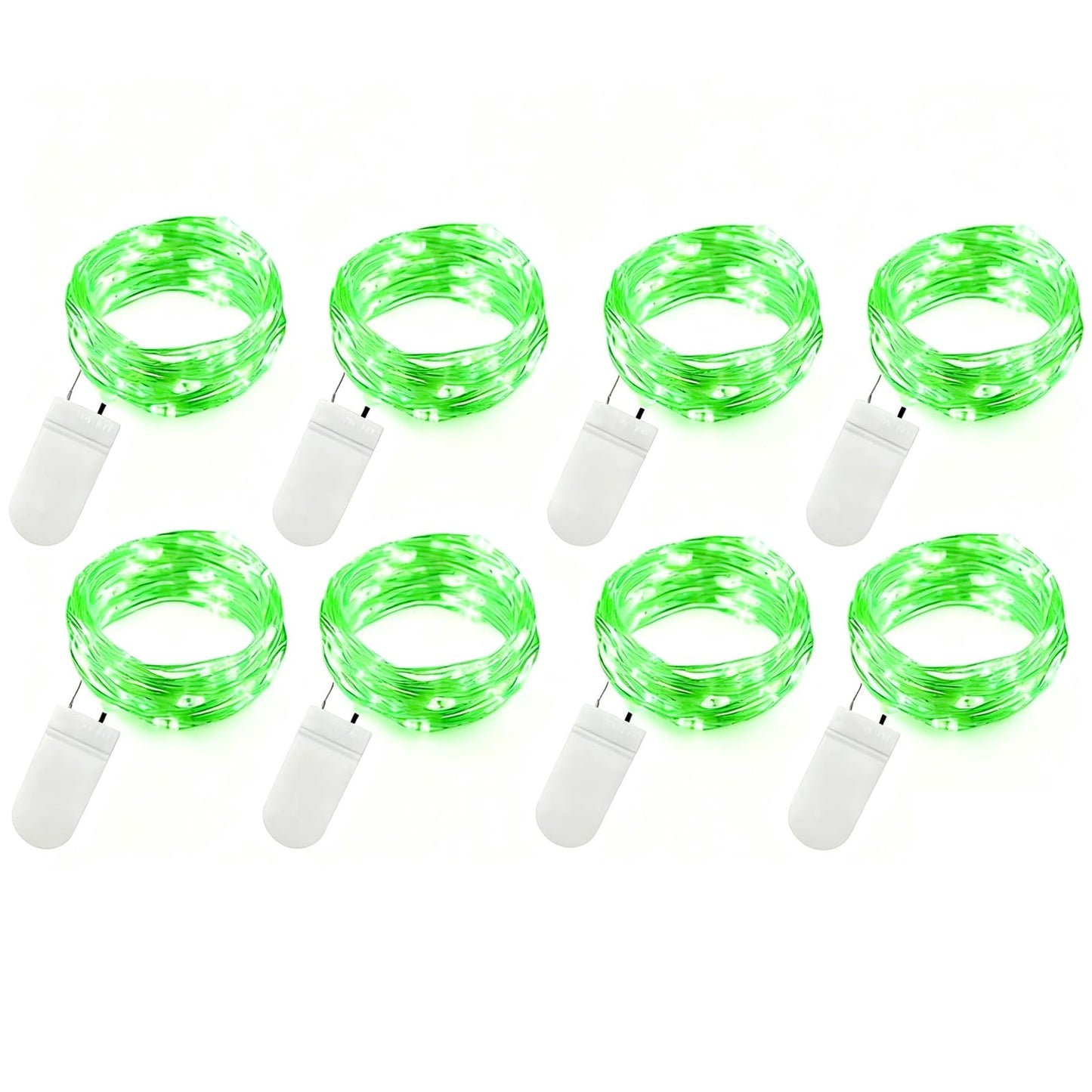 Vookry 8 Pack 30 Led Fairy Lights - 10 Ft Green Waterproof Silver Wire For Diy Crafts, Weddings, Parties, Christmas Decorations