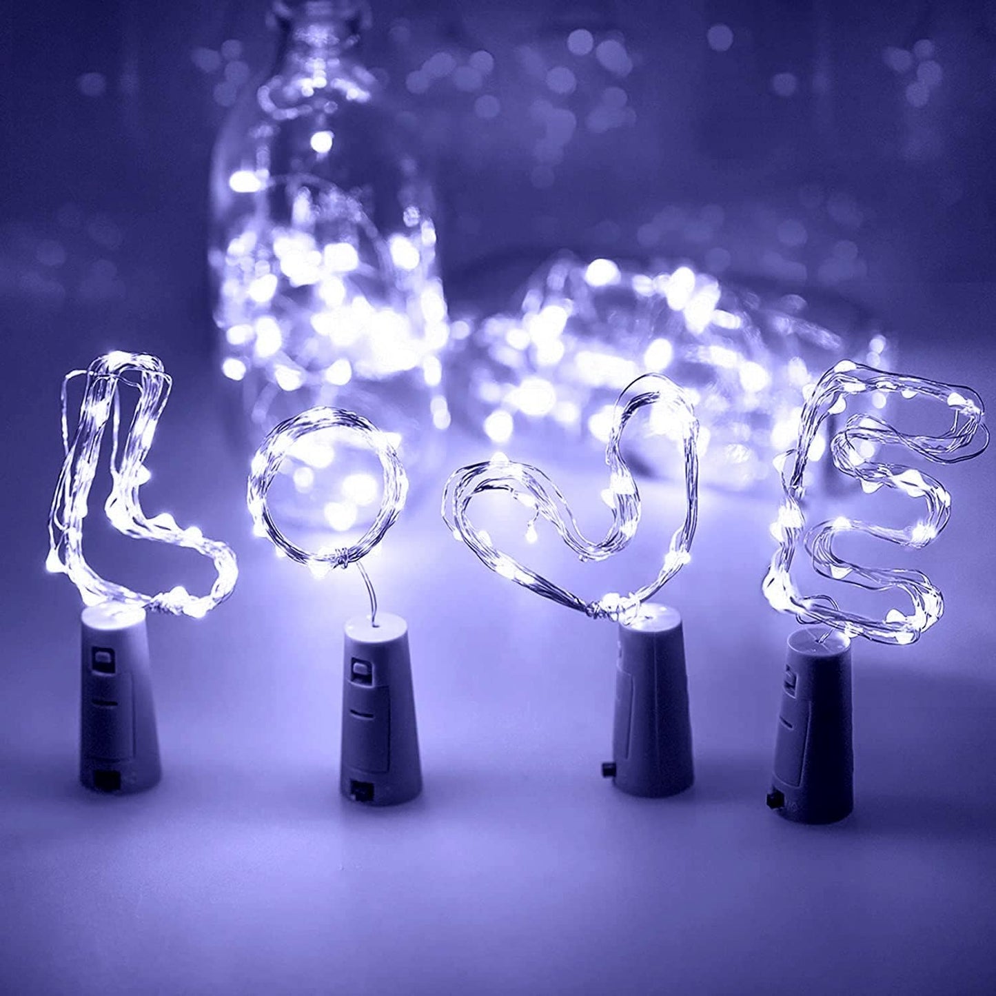 VOOKRY Wine Bottle Lights String - 15 Pack, 20 LEDs, Battery Operated, Cool White, Cork Light for Party, Wedding, Halloween, Christmas