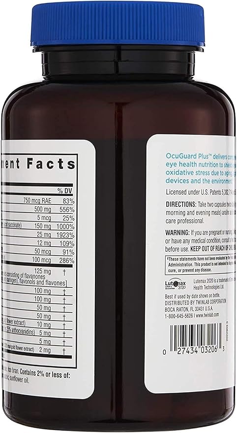 Twinlab Ocuguard Plus - Eye Supplement with Zinc, Vitamin A, C & D - 60 Veggie Capsules