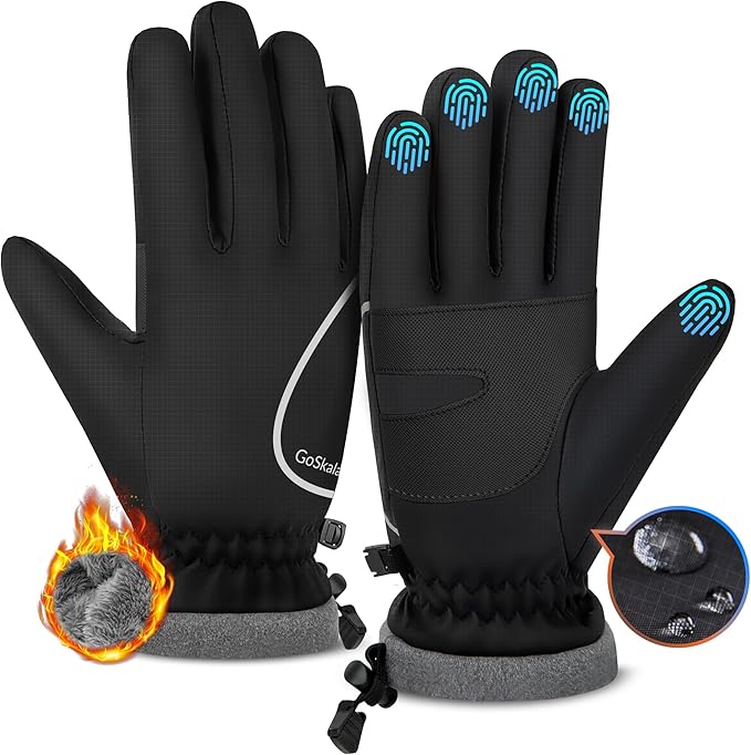 GoSkala Winter Gloves for Women Men, Waterproof and Warm, Sensitive Touch Gloves for Cycling Running Working Outdoor Activ...