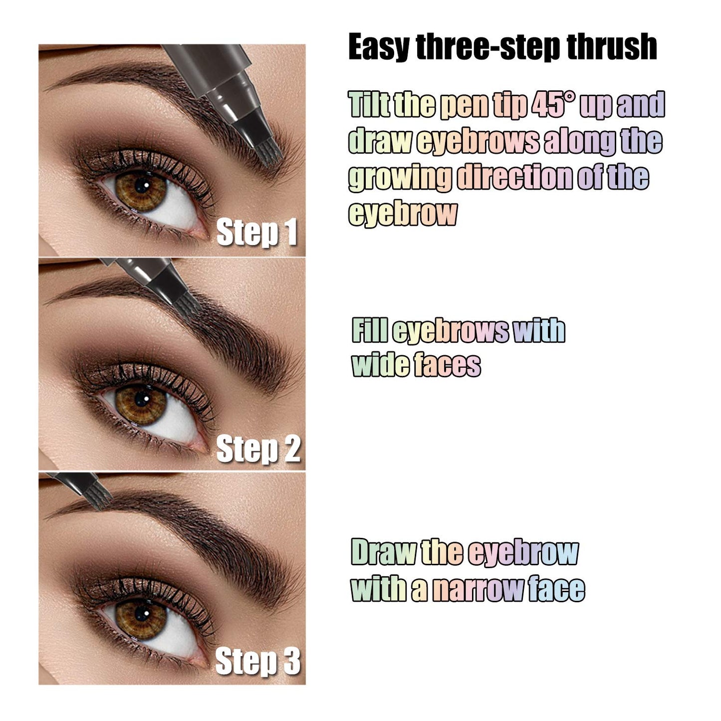 Apooliy Liquid Eyebrow Pen, Waterproof Microblading Eyebrow Pencil with a Micro-Fork Tip Applicator, Creates Natural Looking Bro