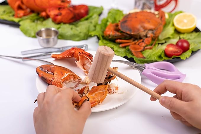 8.26" Wooden Crab Mallets Crab Hammers Lobster Seafood Crackers (16 pieces)