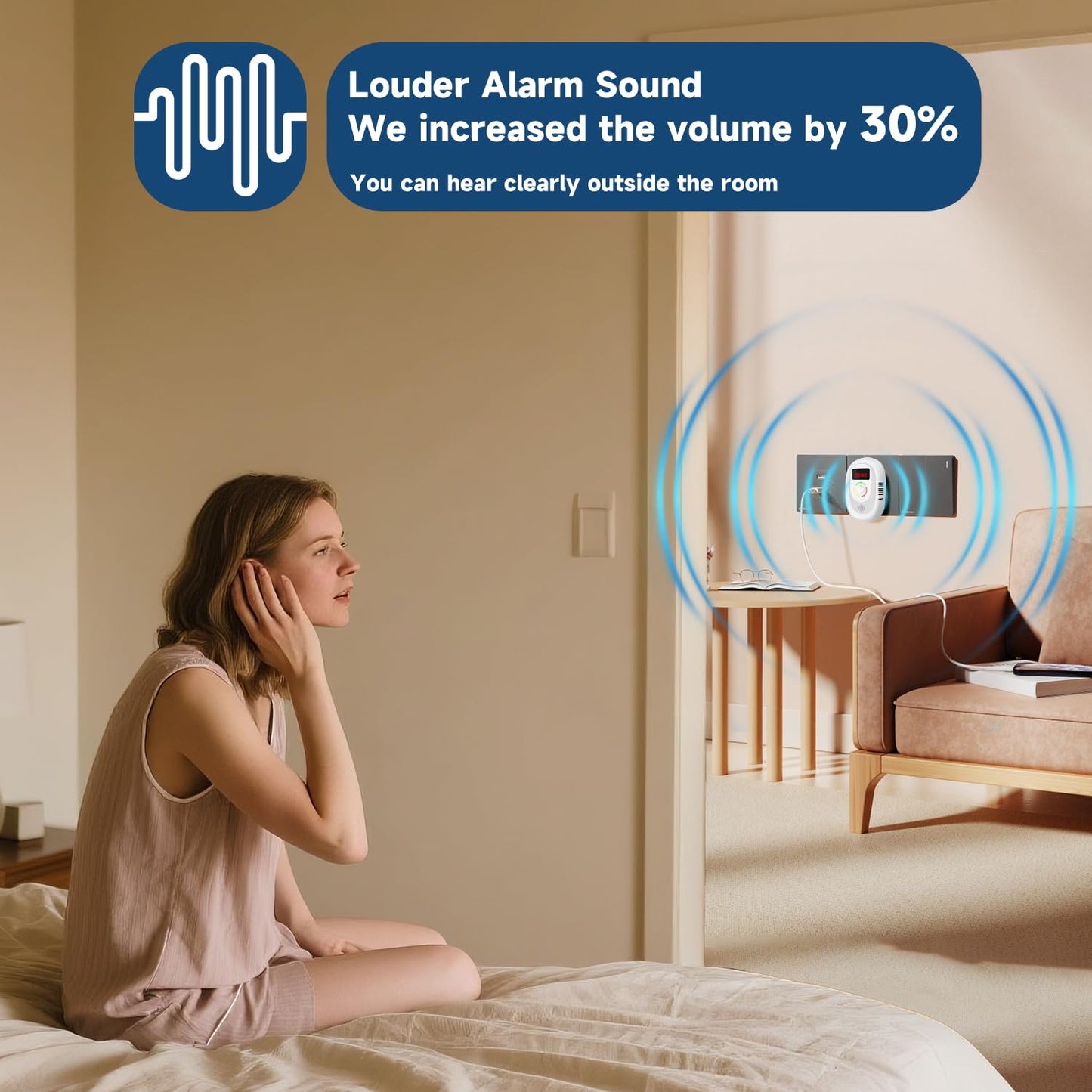 Carbon Monoxide Detectors Plug in Wall ，CO Detector 100-250V AC Power Operated，Portable Travel Carbon Monoxide Alarm with LCD Display Sound Light Warning for Home/Hotel/RV