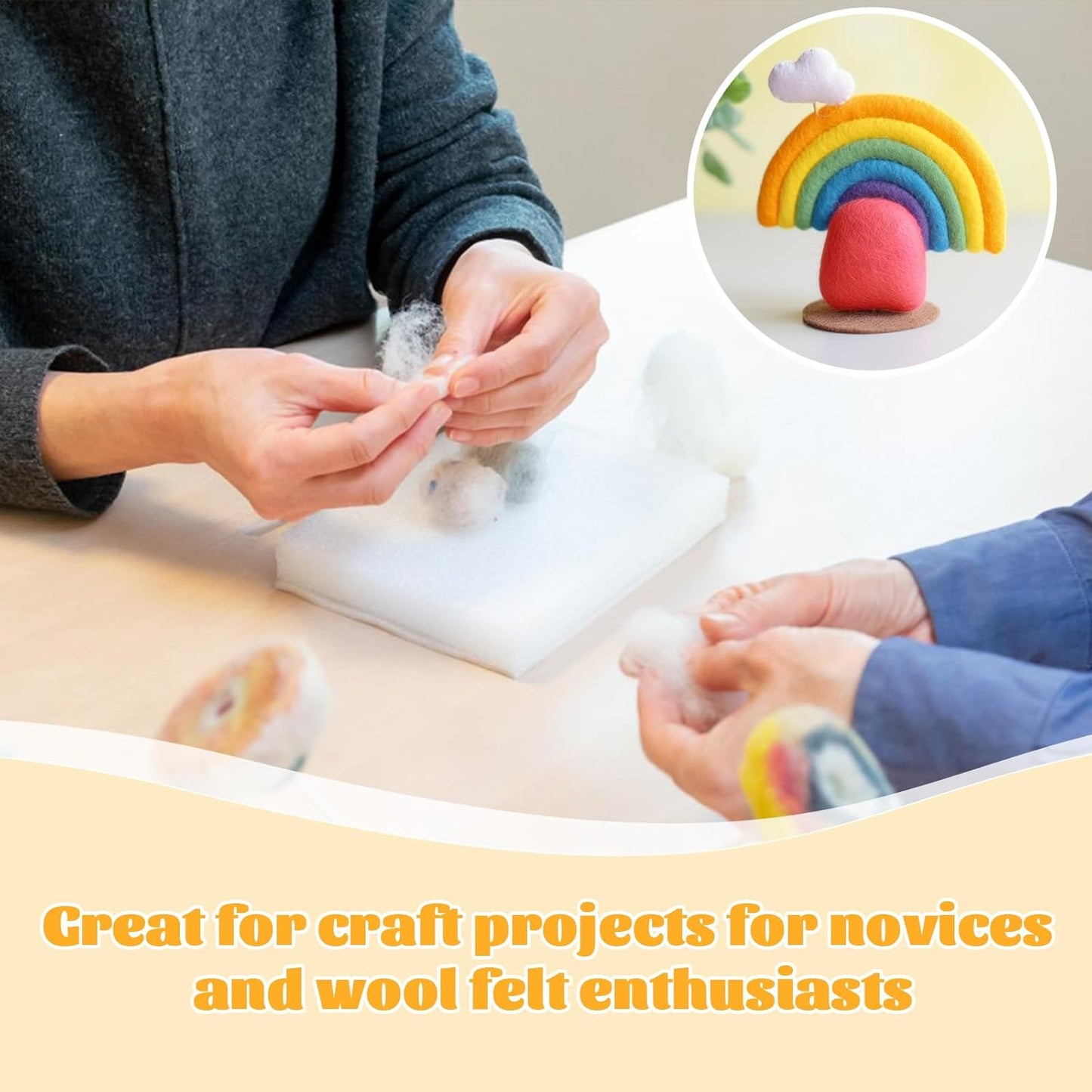 3.53oz Wool Roving Yarn, Wool Felting Supplies, Pure Wool, Chunky Yarn, Spinning Wool Roving for Needle Felting Wet Felt DIY Hand Spinning (Light Apricot)