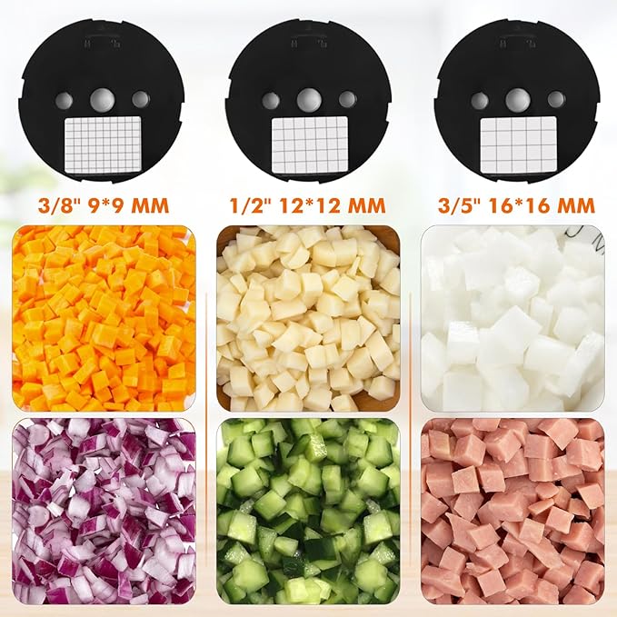 Anatole Electric Vegetable Dicer Commercial Food Processor Heavy Duty Veggie Fruits Chopper with 3 Stainless Steel Blades for Carrot Potato Onion 100W 110V