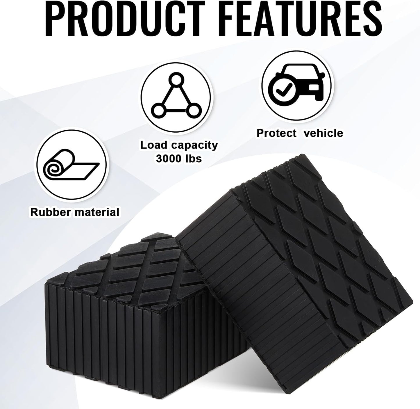 Pangda 4 Pcs 6-3/8" x 4-3/4" x 3.15" Solid Rubber Auto Lift Block Spacer Pad Anti-Slip Rubber Jack Pad for Automobile Lifts, Jacks, & Racks 4000 Lbs Capacity