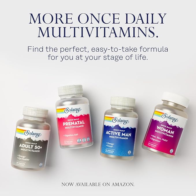 SOLARAY Once Daily High Energy Multivitamin, Immune System and Energy Support, Whole Food and Herb Base Ingredients, Men’s and Women’s Multi Vitamin, 60 Servings, 60 VegCaps