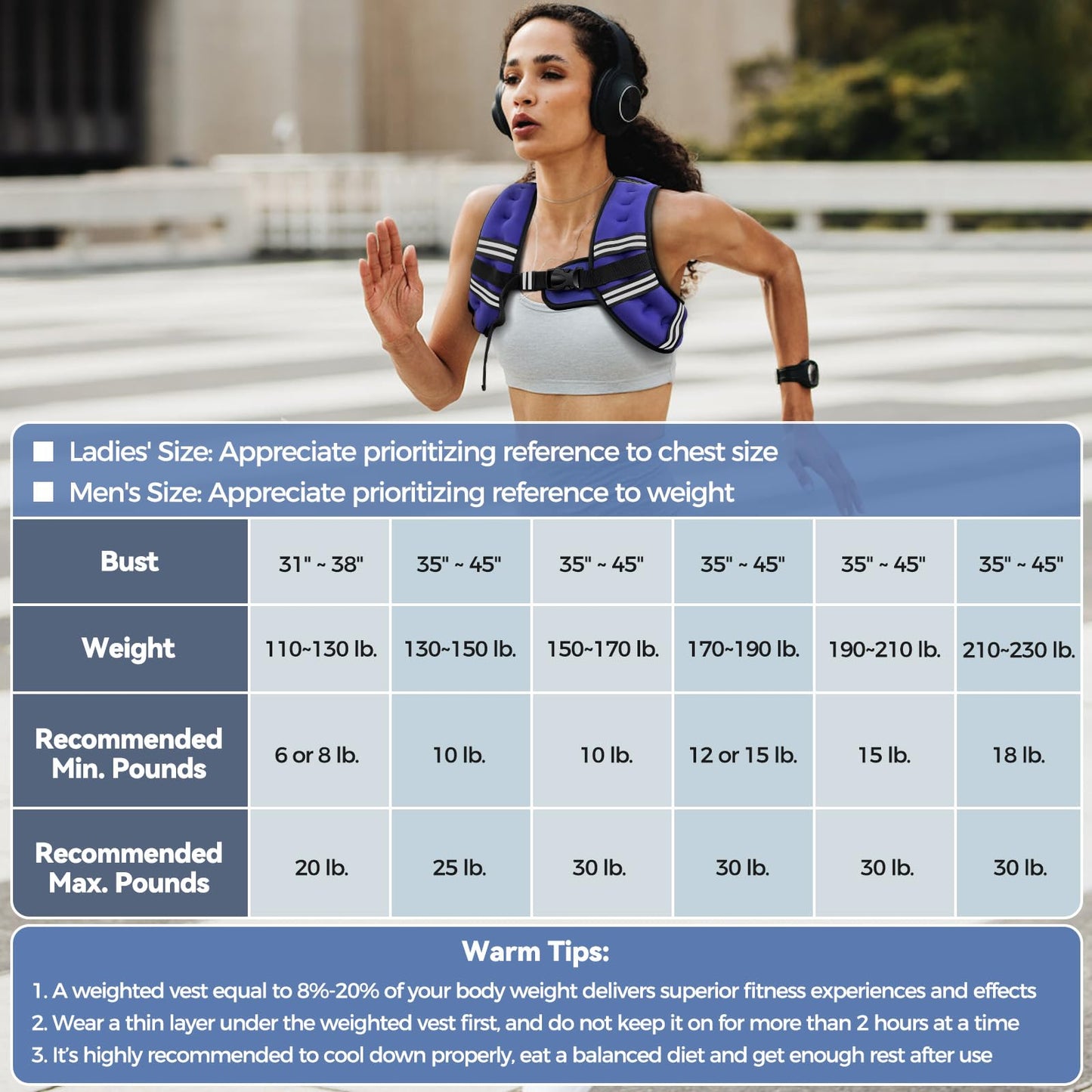 Zeerun Weighted Vest for Women & Men with Reflective Stripe and Adjustable Buckle, Comfortable & Durable Rucking Vest for Walking, Running & Strength Training, 6LBS-Purple