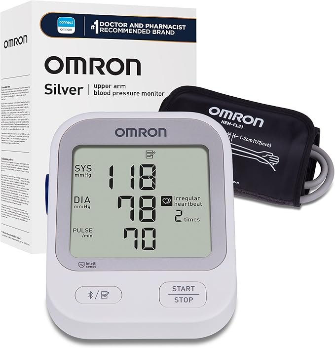 OMRON Silver Blood Pressure Monitor for Home Use & Upper Arm Blood Pressure Cuff - #1 Doctor & Pharmacist Recommended Bran...