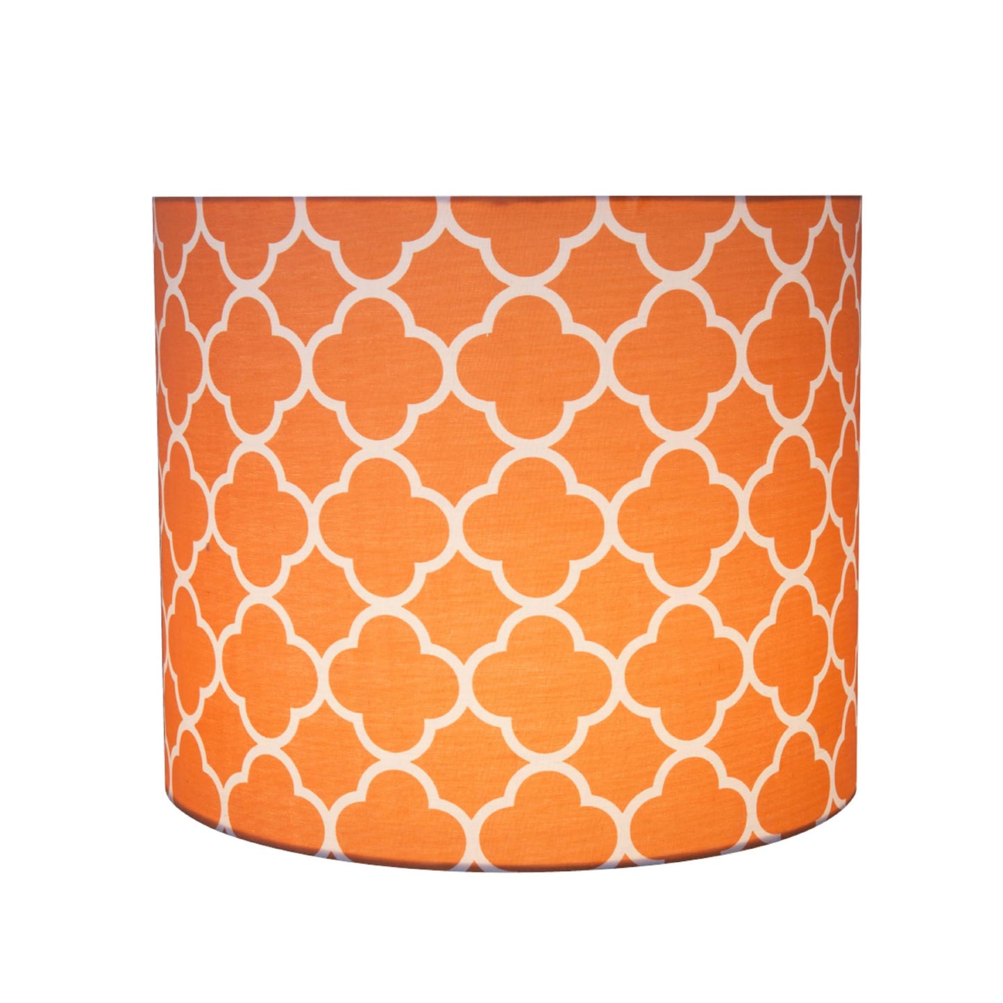 Aspen Creative Drum Lamp Shade, Orange Printed Fabric, 12in Wide, Model 31096