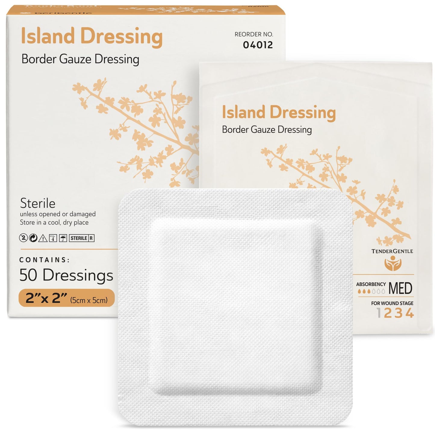 Island Dressing Bordered Gauze 2x2-50 Gauze Bandages for Wound Protection - Good for Hospitals, Medical Facilities, First Aid Kits, and More