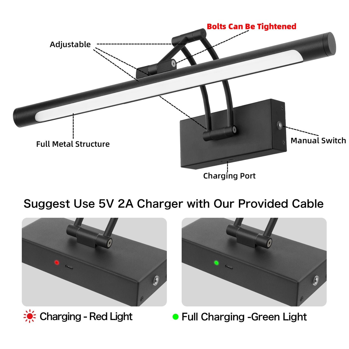16 Black Wireless Picture Lights For Wall  Battery Operated Picture Light With Remote Timer  Rechargeable Art Lighting For discomfort-reducingtings 3000K/4000K/6000K Dimmable Frame Photo Dartboard Gallery Light