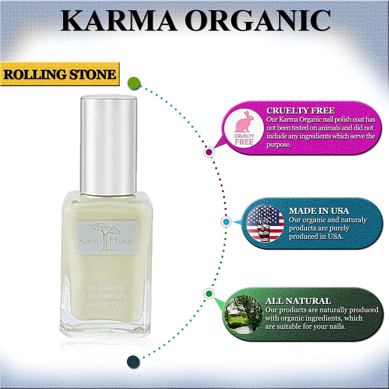 Karma Naturals Nail Polish - Non-Toxic, Vegan & Cruelty-Free (Rolling Stone, 0.43 fl oz)