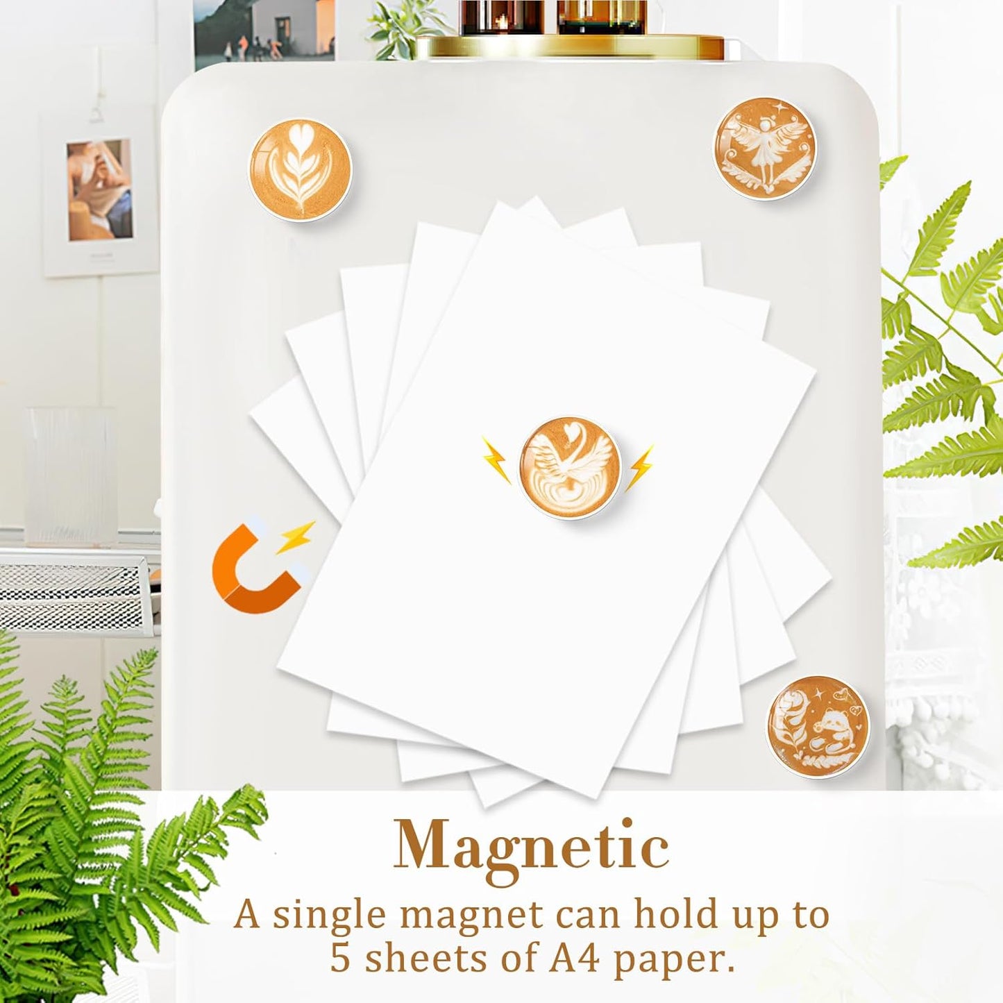 MORCART 16PCS Refrigerator Magnets, Latte Art Fridge Magnets Decoration for Locker Whiteboard Decorative Magnetic Board Cabinets Classroom Office Cubicle School (Latte Art)