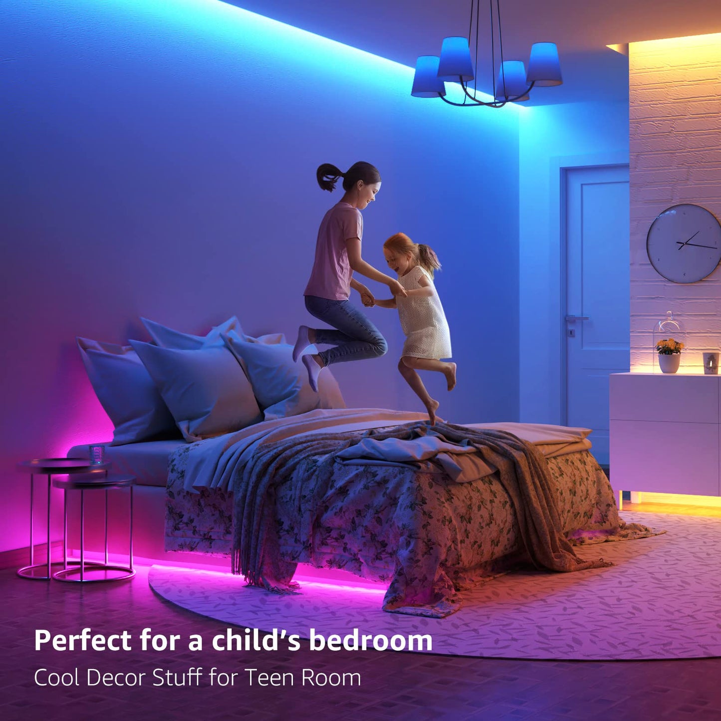 Lepro LED Strip Lights, RGB 5050 Color Changing Tape Light, 16.4 ft with Remote Controller for Room, Bedroom, TV, Kitchen