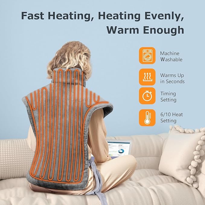 ALLJOY Heating Pad for Back Pain Relief, 24"x37" King Size Large Weighted Heating Pads for Neck and Shoulders, Electric Full Back Heat Pad, Mothers Day Gifts for Mom, Birthday Gifts for Women Men Dad