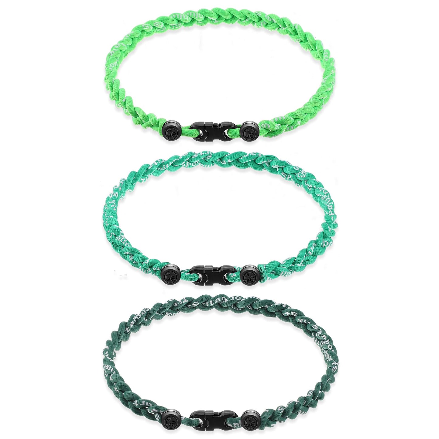 Junkin 3 Pcs Baseball Necklaces Three Braided Rope Titanium Necklace for Team Gifts Boys Men Player Softball Fans Sports (Green
