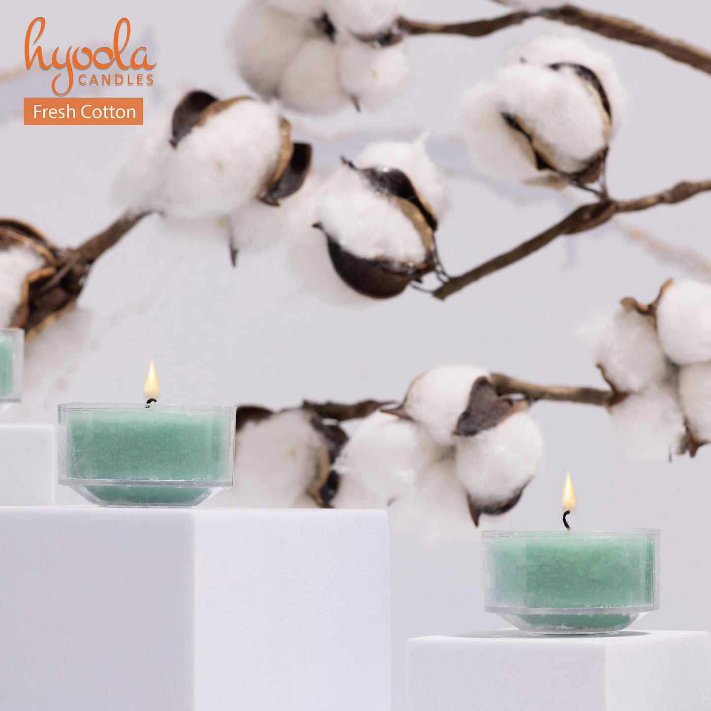 Hyoola Scented Tealight Candles - Fresh Cotton - 6 Hour Burn Time - 15 Pack - Clear Cup - 1.9 Inch