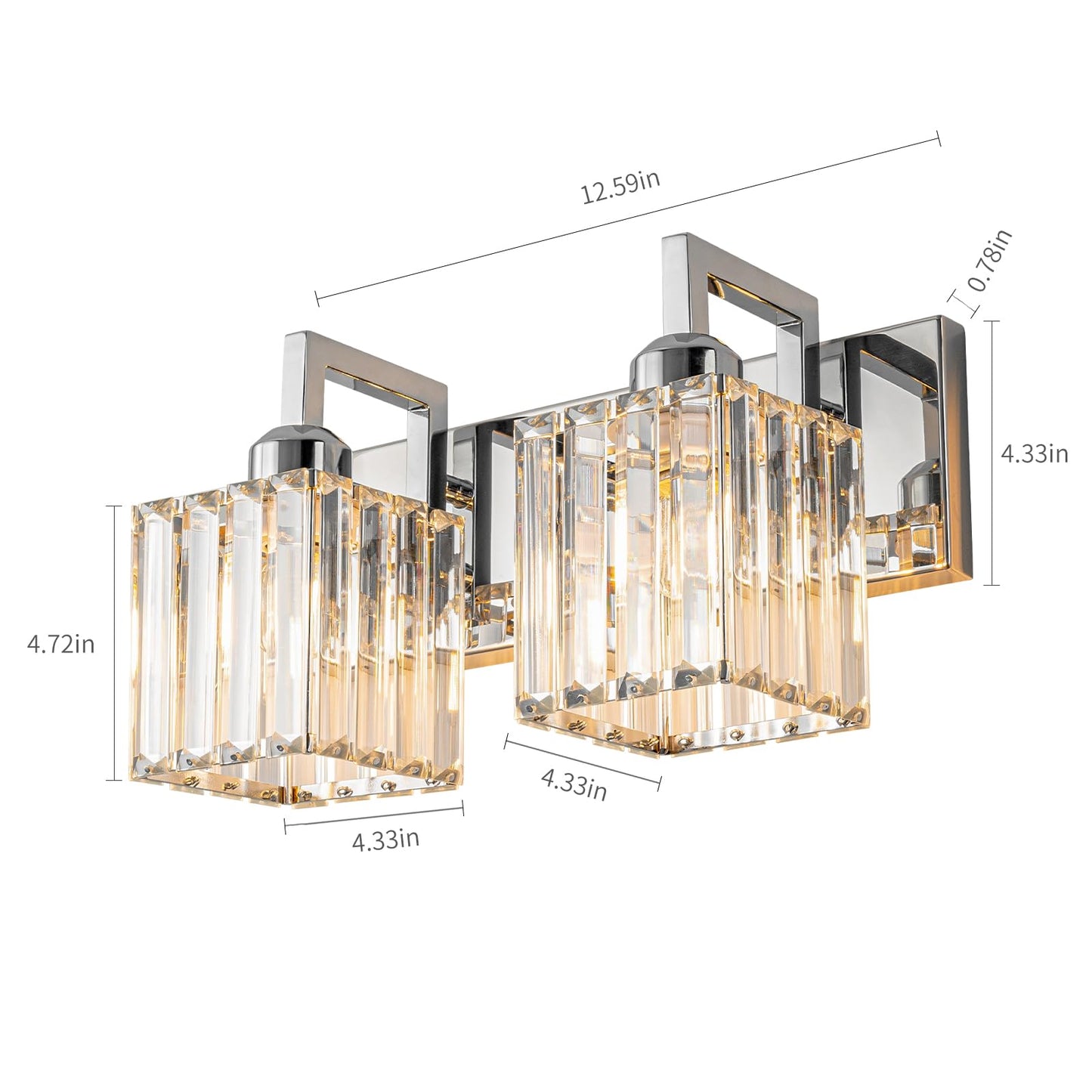 Fdpby 2-Light Modern Bathroom Vanity Light Chrome Crystal Wall Lamp Jw-003
