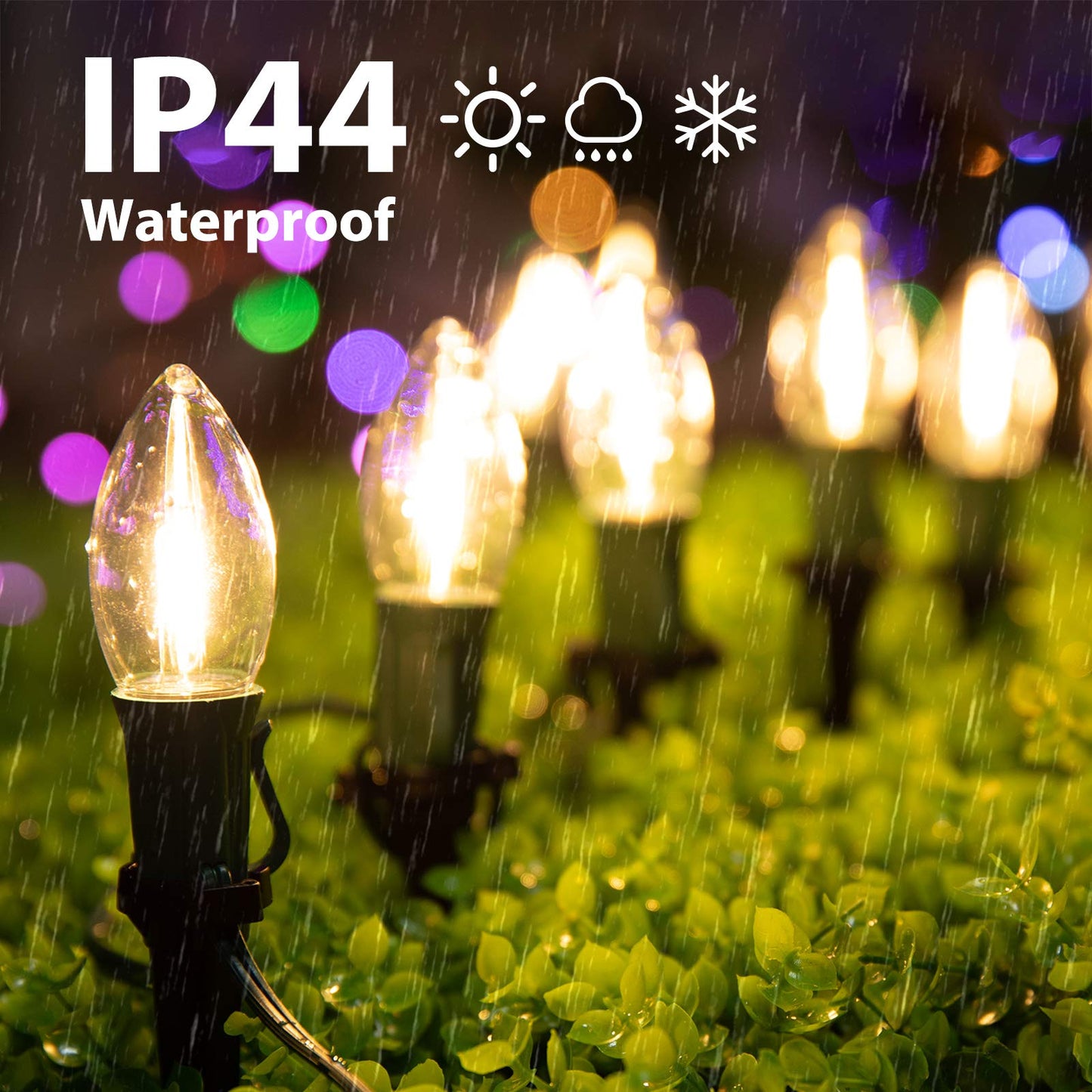 Brightown C9 LED Christmas Lights, 40 Bulbs, 51.4 Ft, Waterproof, Warm White, 2 Packs, Model GYPI-O20LAU